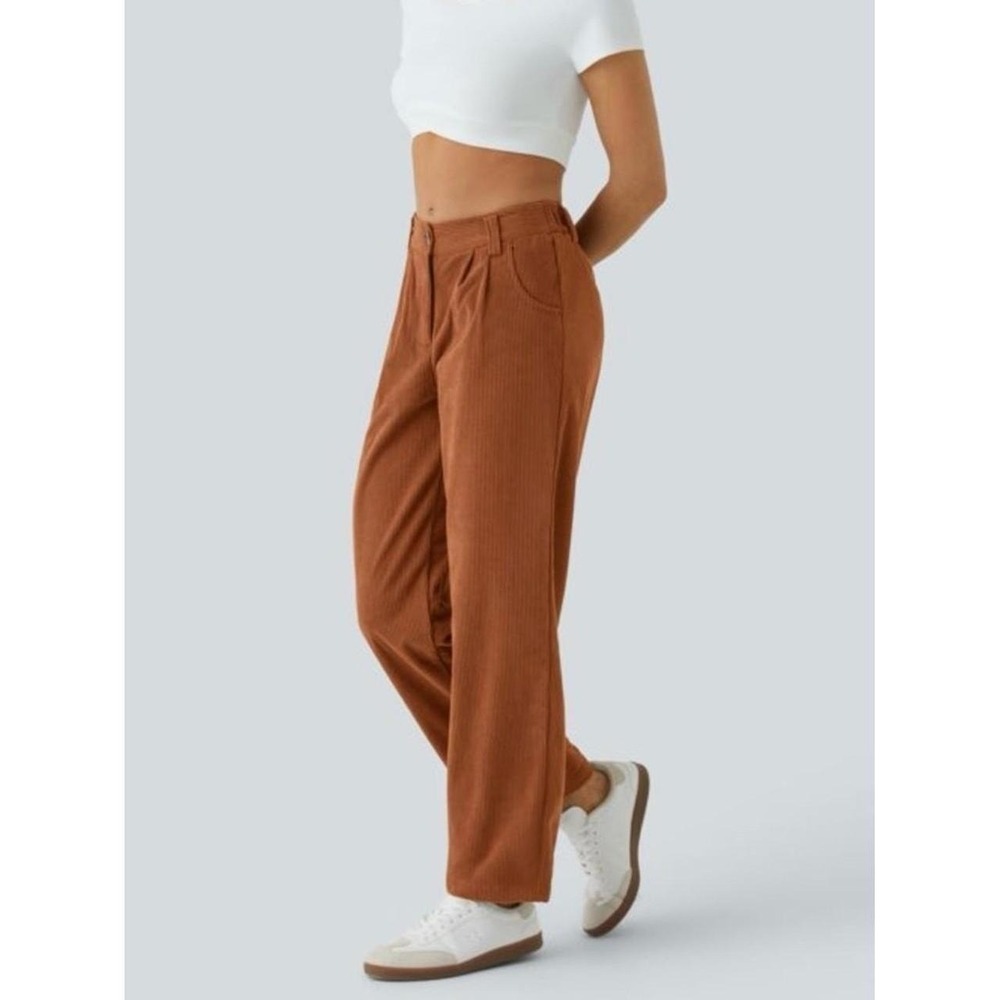 Halara AuraCord Mid Rise Zipper Pocket Corduroy Casual Pants Large Regular‎